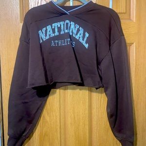 brown and light blue cropped sweatshirt size medium